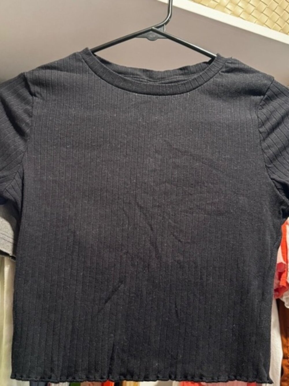 Black Ribbed Women's Top